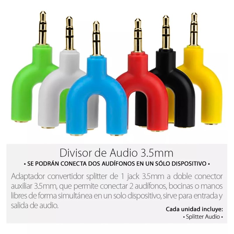 Mercader Digital 3 Pz Divisor Splitter Audio 3.5mm Doble Auxiliar