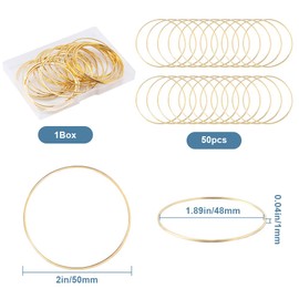 SOFPLATE 50pcs 50mm Circle Earrings Findings Round Beading Hoops Golden Brass Circles Link Open Bezel Frame Rings for DIY Jewelry Making Art Creation Gift Earring Necklace Earring Bulk Supplies