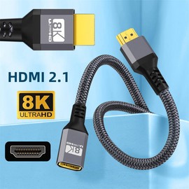 xiwai - Cable de extensión HDMI 2.1 macho a hembra Ultra-HD 8K 60hz 4K 120hz 48Gbs con cable HDMI 3D de audio negro 1,5 m