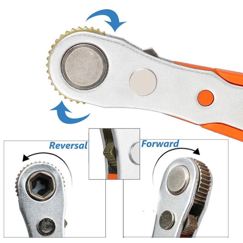 Bestgle Mini Ratchet Wrench with 10Pcs Screwdriver Bits Set, Right