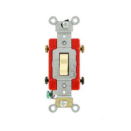 Leviton 20 Amp, 120/277 Volt, Toggle Double-Pole AC Quiet Switch, Extra Heavy Duty Grade, Self Grounding, Back and Side Wired, 1222-2I, Ivory