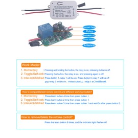 Remote Control Light Switch AC 110V 220V 90V-250V 1CH RF 433Mhz Wireless Relay Switch Receiver Module 2 Transmitters, Learning Code Smart Home Appliance Remote Switches (AC 90V-250V/ 2* Controller)