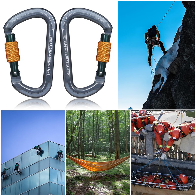 Climbing Carabiners, Auto Locking Carabiner Clips Heavy Duty for Rock