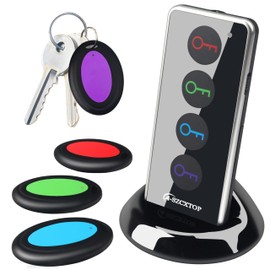 Key Finder Locator, 80dB Wireless Remote Item Tracker, RF Finder for Key, Pet, Luggage, Wallet, Phone, 131ft / 40M Working Range, 1 RF Transmitter & 4 Receivers & Flashlight