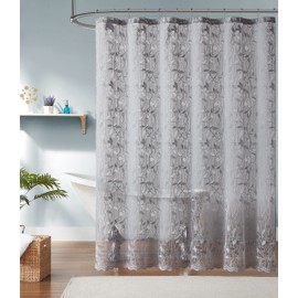 Warm Home Designs Gray Lace Shower Curtain. Rustic Leaf Pattern. 72 x 72 Inch Modern Farmhouse Shower Decor. GR Grey 72"
