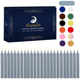 24 Pack Silver Spell Chime Candles – Premium Mini Unscented Taper Candles for Rituals, Prayer, Meditation, Altar, Spells – 4" Tall – Ideal for Witches & Spiritual Practices