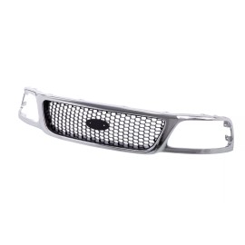AM-Auto AM New Front Chrome Grille w/Black Insert For 99-04 Ford F150 F250 LD Plastic