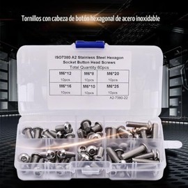Tornillos de Cabeza Hexagonal M6 60 Unidades con Tuercas Acero Inoxidable y Caja de Almacenamiento