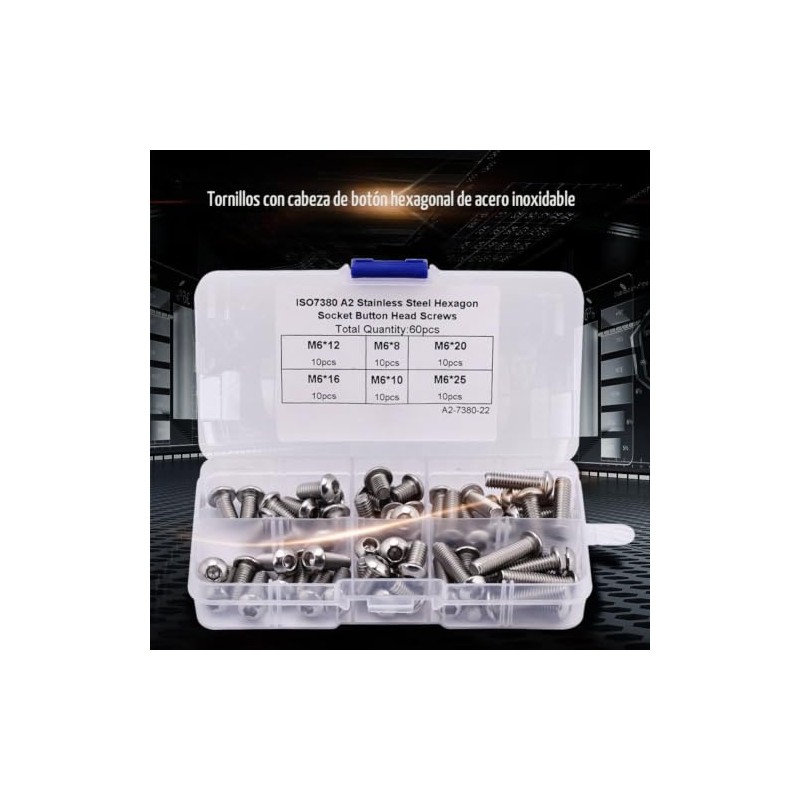 Tornillos de Cabeza Hexagonal M6 60 Unidades con Tuercas Acero