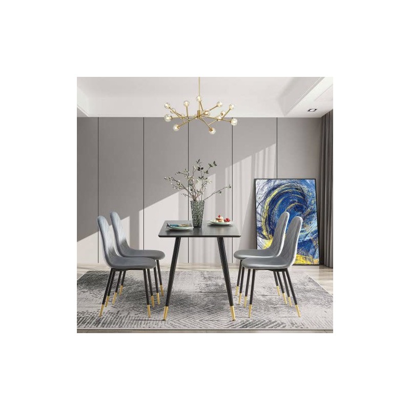 Black Modern Kitchen Dining MDF Table for Smart Home
