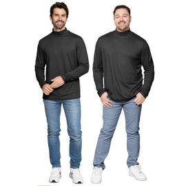 STRETCH IS COMFORT Men's Long Sleeve Mock Neck Turtleneck Black Medium