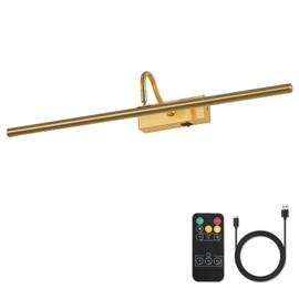 MKBNG Picture Light,5000mAh Picture Lights for Wall with Remote,23.6 inch Art Light for Paintings, Gallery Lighting for Photo,Mirror,Artwork Frame,Portrait(Gold)