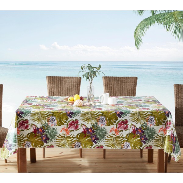 Newbridge Rectangle Flannel Backed Tablecloth, 60 x 84 Inch, Kona