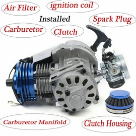 49CC Racing Engine Set 2 Stroke 1.8kw 11000rmp High Performance Single Cylinder Motor with 6 Teeth 25h Sprocket Complete Racing Engine Kit for Pocket Bike Mini Dirt Bike Quad ATV