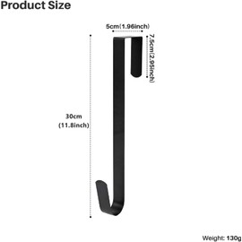 Christmas wreath hanger,2 PCS Wreath hanger for front door,30 cm(11.8 Inches length) Metal Wreath Hanger, Door Wreath Hook for Christmas Home Office Wall Wedding Wreaths or Decorations (2PCS Black)