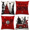DIYDEC 4pcs Christmas Pillow Covers 18x18 Inch Red Pillow Covers