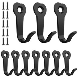 10Pcs Coat Hooks, Black Single Prong Metal Hooks with 10 Screws, Door Robe Hook for Hanging Towel Clothes Hat Key, Wall Mounted Hook for Hanging in Bathroom Kitchen Cupboard Entryway