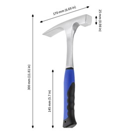 JAPCHET 29OZ Rock Pick Hammer, Flat Head Blue Brick Hammer with No Stick Grip, Steel Geologist Hammer, Bricklayer Masons Hammer for Exploration