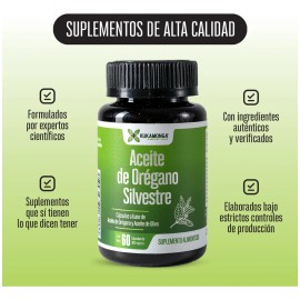 Aceite De Organo Silvestre  Con Aceite de Oliva 100 Natural  60 Cpsulas  Dura 30 Das  Defensas, Digestivo  Disminuye inflamacin e hinchazn abdominal  
