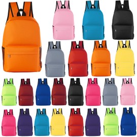 24Pack 17inch School Backpacks in Bulk for Student Outdoor Travel Book Bag Wholesale Zippered Schoolbag for Elementary Middle High School Students Boys Girls Back to School Supplies 12 Assorted Colors
