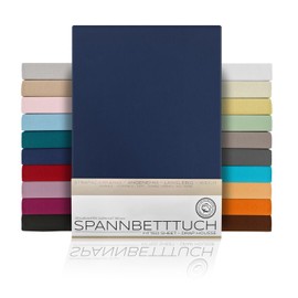 Beautex Cotton Fitted Sheet, Premium Jersey Fabric, 160 g/m², Choice of Size and Colour (Standard, 100 x 200 x 30 cm, Navy Blue)