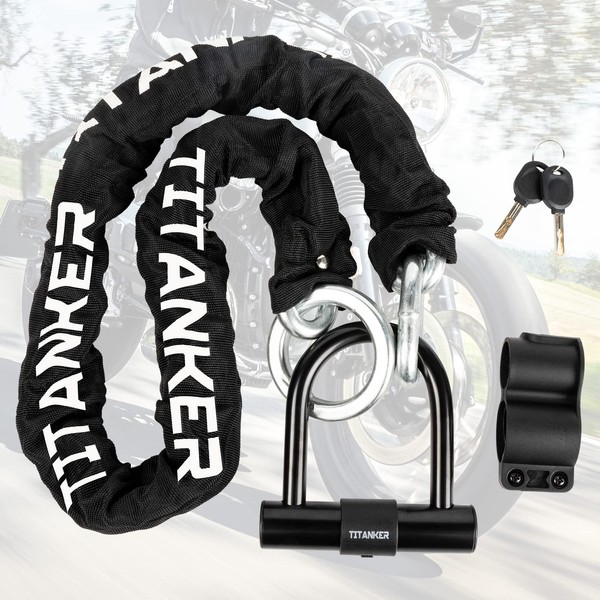 Titanker Motorcycle Chain Lock with U Lock, 4 Feet Heavy