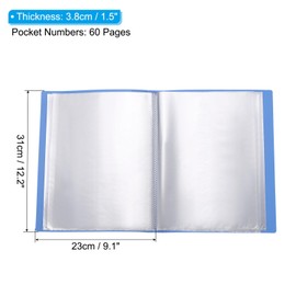 PATIKIL 8.5x11 Binders with Plastic Sleeve, 60 Pages A4 Presentation Book Portfolio Binder Folder with Clear Plastic Sheet Protector Sleeves for Artwork Document, Dark Blue