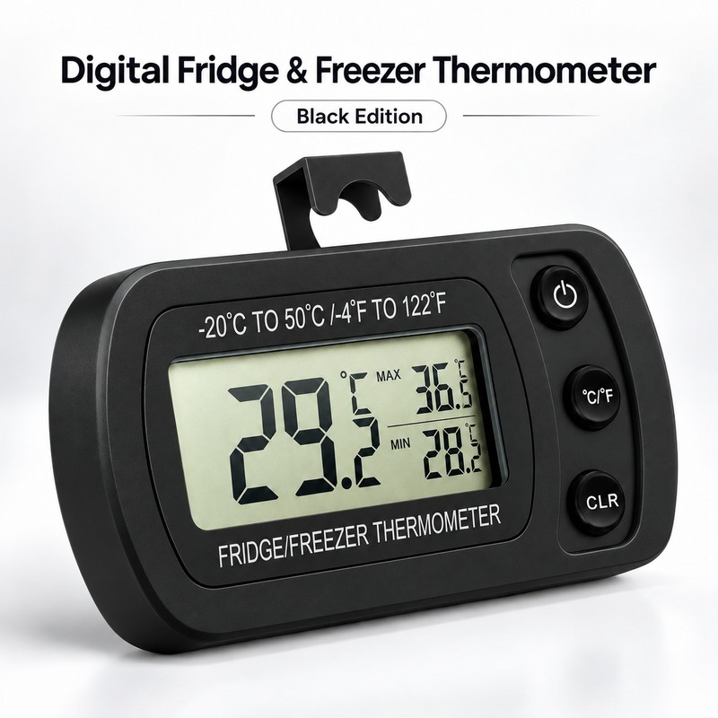 Digital Refrigerator Thermometer for Kitchen Storage – Magnetic LCD Temperature