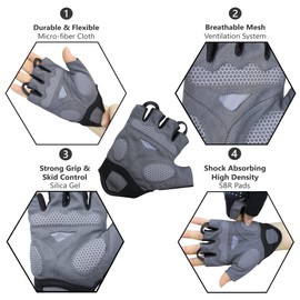 LuxoBike Cycling Gloves Mountain Bike for Men – Shock Absorbing SBR Gel Padded – Anti Slip Palm – Ultra Breathable – Specialized for Mens Bicycling, Biking, MTB Biker, Road Bicycle Riding