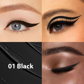 evpct 2Pcs Black Brown Waterproof Colored Eyeliner Liquid Eye Liner Set Long Lasiting Ultra-fine Speed Dry Colorful Liquid Eyeliner lapiz delineador de ojos contra el agua blanco para ojos de colores