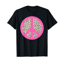 Vintage Retro Leopard Print Peace Sign 80's 90's Aesthetic T-Shirt