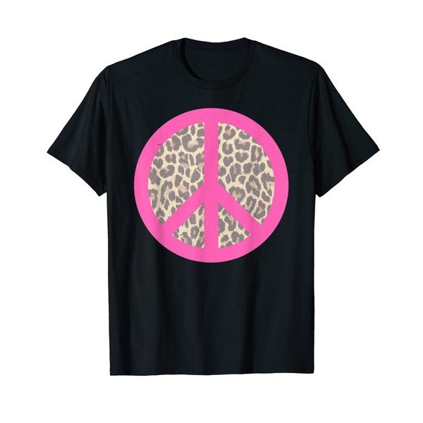 Vintage Retro Leopard Print Peace Sign 80's 90's Aesthetic T-Shirt