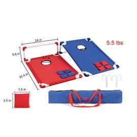 Cornhole Game with Cornhole Boards and Corn Hole Bean Bags with Four Free Can Coolers