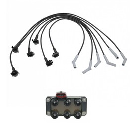 TRQ Ignition Kit Ignition Coil Spark Plugs Wire Set Compatible with 1998-2000 Ford E-150 Econoline E-150 Econoline Club Wagon E-250 Econoline F-150
