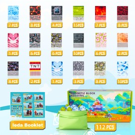 Magnetic Blocks,112PCS Build Magnet Magic World,Creative Toy for 3+ Years Old Girls Boys, Montessori Sensory STEM Preschool Outdoor Toddler Toys
