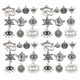 WOCRAFT 120pcs Antique Silver Eye Charms for Jewelry Making Alloy Eye Charms for DIY Crafts (SN241)