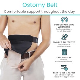 Vive Ostomy Belt for Men & Women - Adjustable Belt for Colostomy, Ileostomy, Urostomy, Ostomy Supplies - Waterproof & Odorless Abdominal Bag Cover - Stoma Guard (Black)