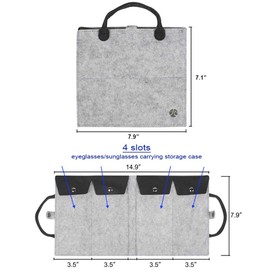 JAVOedge Felt Travel Storage Organizer [4 Slots] Case with Handle for Eyeglass, Sunglass, Glasses, Secure Snap Enclosure