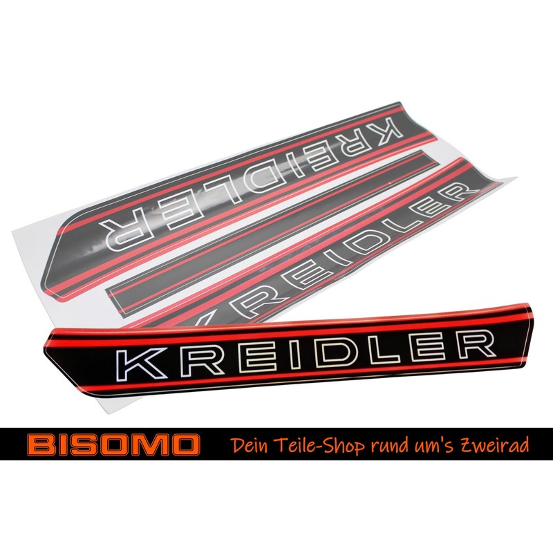 BISOMO Tank Sticker Kreidler Lettering in Black/Red, Complete Sheet with