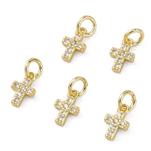 Airssory 10 Pieces Mini Cross Pendant Micro Pave Clear Cubic
