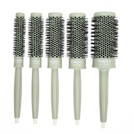 TERMIX Nature Professional Round Brush Set, 5 Pieces (Diameter 17, Diameter 23, Diameter 28, Diameter 32, Diameter 43) | Air Purification with Pure Tech Technology, Thermal Brushes Made of Aluminium with Ionised Fibre, Ergonomic Handle