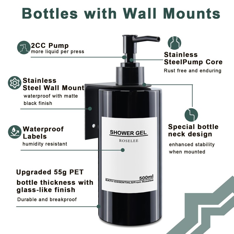 Roselee Soap Dispenser Wall Mounting Set 500 ml Soap Dispenser