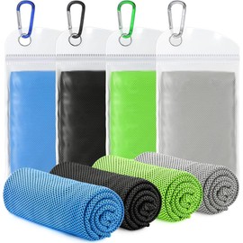 Meajax 4 Toallas de Enfriamiento Deportivas de Microfibra, Toalla Fría de Secado Rápido, Compacta y Ligera, para Gym, Fitness, Running, Yoga, Senderismo, Playa, Camping, Viaje y Aire Libre