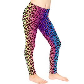 Xpyiqun Cheetah Print Leggings Gymnastics Pants for Girls 10T-11T Outdoor Sports Yoga Pants Rainbow Leopard Print Full Length Capri Leggings Tights Trousers Active Clothing