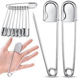 Juexica 20 Pcs 5 Inch Jumbo Stainless Steel Safety Pins Large Heavy Duty Huge Strong Laundry Pins for Upholstery Sewing Quilting Key Rings Craft Outdoor (Silver)