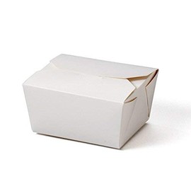 50 x No 1 (26oz) White Paper Hot Cold Food Container Box Leak Proof For Takeaway Jenpak
