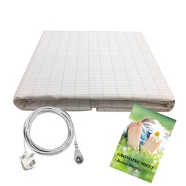 Grounding Bed Sheet with UK Cord, 60 * 80 inch, Earthing Sheets for Sleeping Better, Conductive Silver Fiber Sheet (Beige)