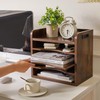 YMYNY Wooden Desktop File Organizer with Handle, Document Letter Mail