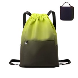 RisePlus Drawstring Gym Bag Waterproof ， Large Foldable Drawstring Backpack for Men Women Kids ， Printed Sports Sack Bag for Swimming, Travel, Fitness, Yoga, Shopping ， Multi-Pocket Rucksack