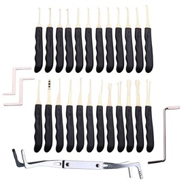 Loboo Idea 28 Pieces Lockpick Set, Lockpick Hook Lockpick Set, Practice Lockpick Set with Plastic Storage Box, Various Picks Crochet Hooks, Wrench, Leather Case for Lock Picking